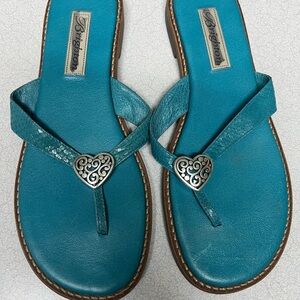 Brighton Orla snakeskin turquoise blue Sandals with Heart Accent